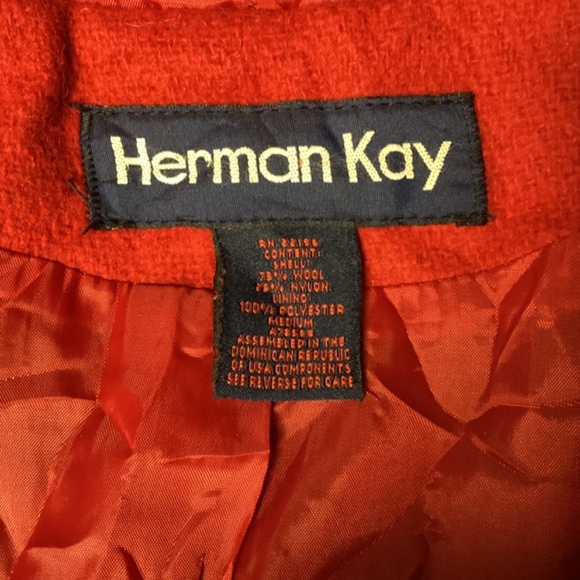 Herman Kay Jacket Hood Wool Winter Classic  Everyday Staple Red Womens SZ M - Picture 4 of 7